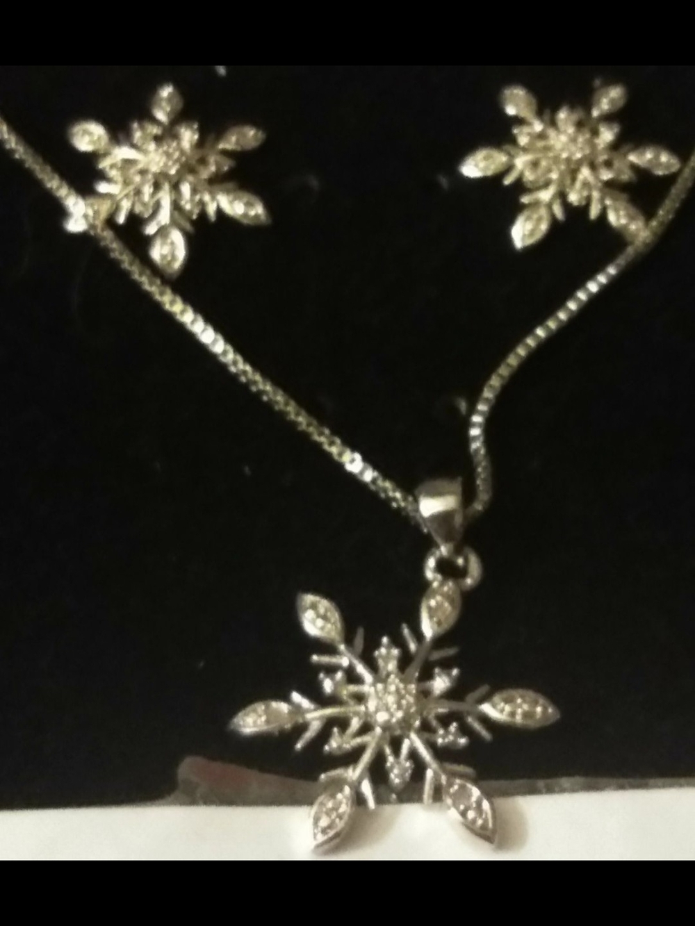 BNSterling Silver Snowflake Pendant Necklace and Earring Set - Silver
